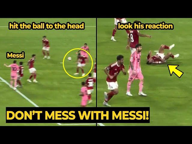Messi's crazy powerful shot hit the head of an Al Ahly player — look at the reaction...