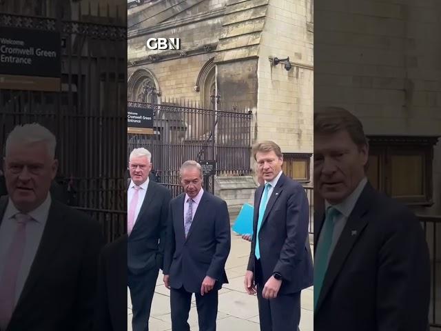 Nigel Farage and his fellow Reform UK MPs arrive at the House of Commons