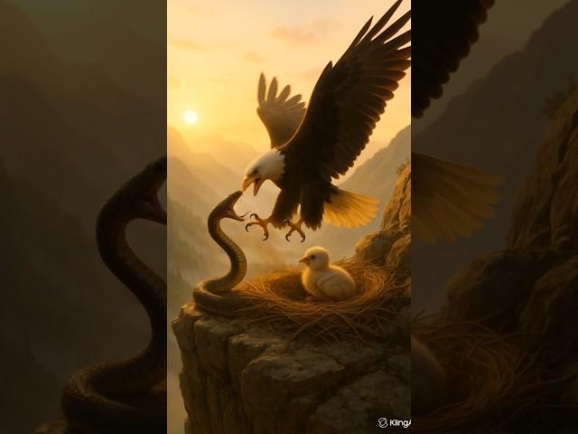 Brave Eagle Mother Saves Chick from Cobra Attack 