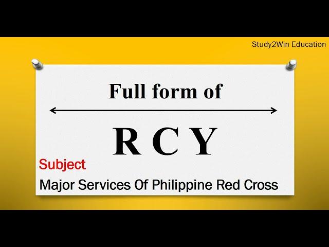 RCY ka full form l Full form of RCY in English l Subject   Red Cross Youth