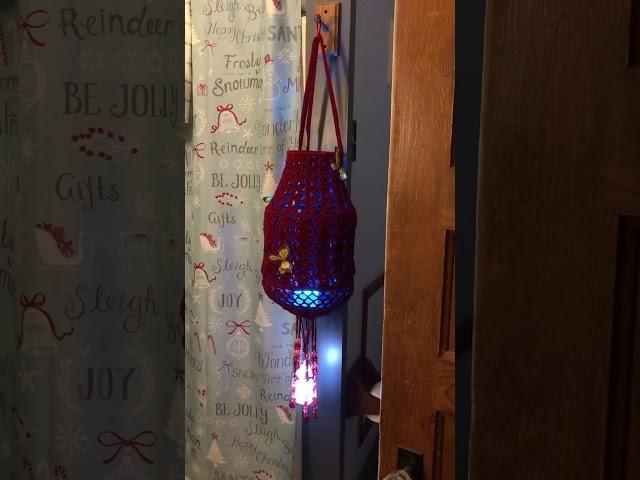 Crocheted lantern /lamp #crochet #lamp #lantern #redlamp