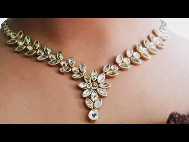 HOW TO MAKE PARTY WEAR KUNDAN NECKLACE AT HOME//DIY//HANDMADE JEWELLER//HOORIYA STYLE..