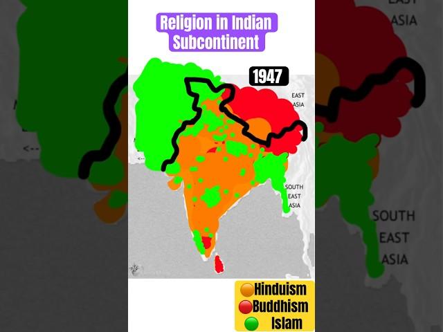 Religion in Indian subcontinent 2500 BC -2023 AD #map #geography #history #religion #india #islam