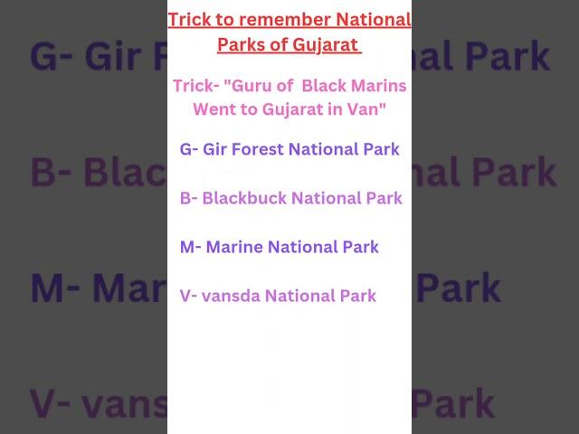 Trick to remember National Parks in Gujarat #upsc #tricks