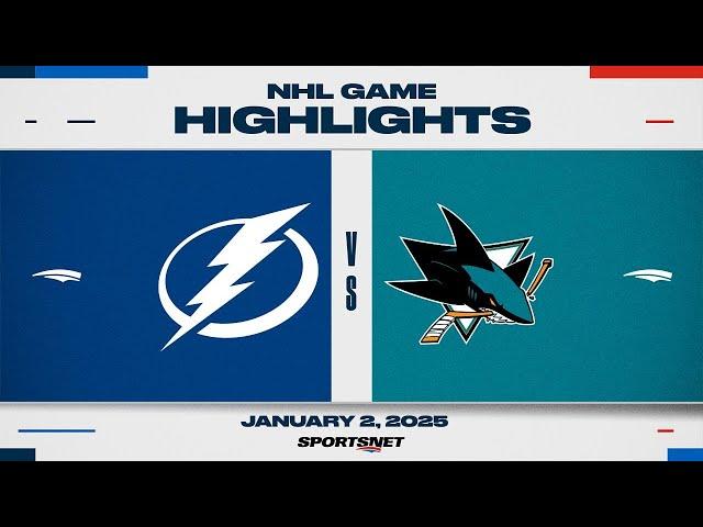 NHL Highlights | Lightning vs. Sharks - January 2, 2025