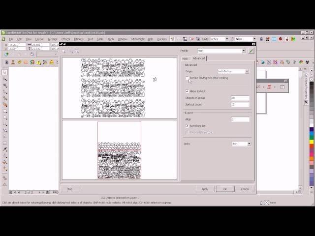 Coreldraw Nesting with ecut