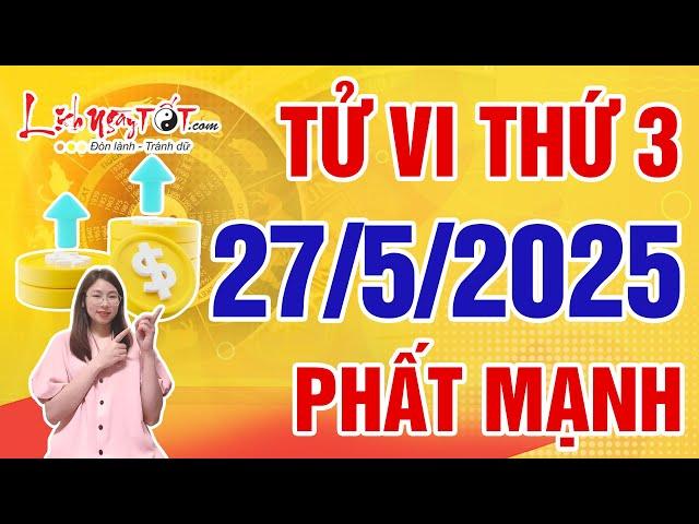 Tử Vi Hàng Ngày 27/5/2025 Thứ 3 Chúc Mừng Con Giáp Tài Lộc Phất Mạnh Kho Vàng Kho Bạc Chất Đầy