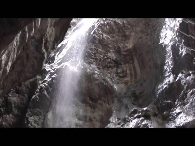 Liechtensteinklamm Gorge in Austria with a dripping waterfall