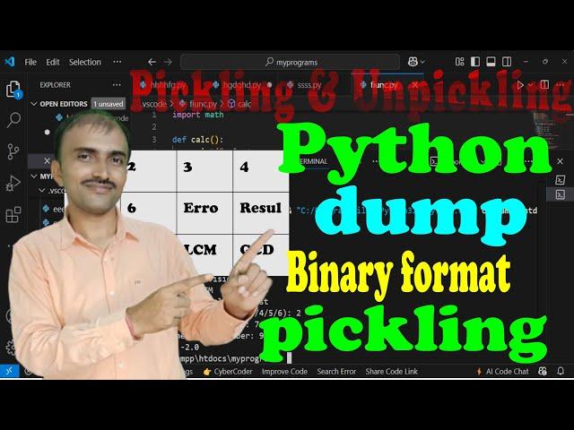 pickling concept in python Learn practically@COMPUTEREXCELSOLUTION #python #pythonprogramming