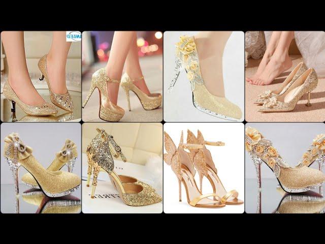 Beautiful gold bridal shoe in lagos | fashion comfortable gold wedding shoes | gold bridal shoe 2023