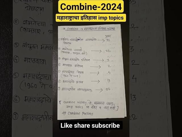 Combine analysis syllabus 2024| महाराष्ट्राचा इतिहास combine important topics|#combine #syllabus