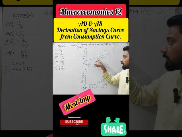 Derivation of Savings curve from Consumption curve|AD-AS|Macroeconomics|CBSE #viralvideo #shorts