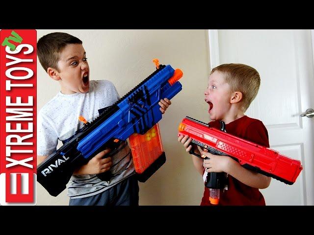 Nerf Blaster Battle! Ethan and Cole Attack and Set Traps with Nerf Rival Blasters