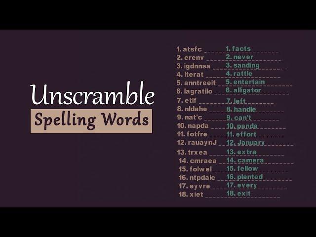 jumble words part 3 spelling words | unscramble words In English