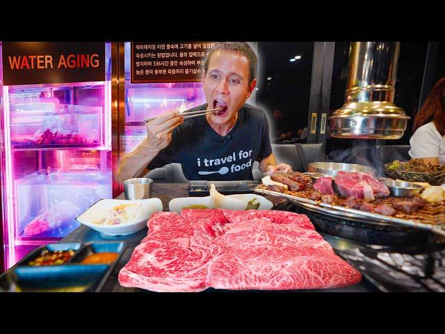 Insane Korean BBQ!!  2 Weeks WATER AGED Hanwoo Beef in Seoul!