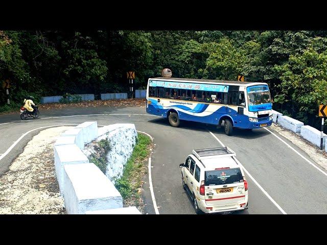 Govt Bus & Car Travelling Ooty Hairpin Bend Hills Road