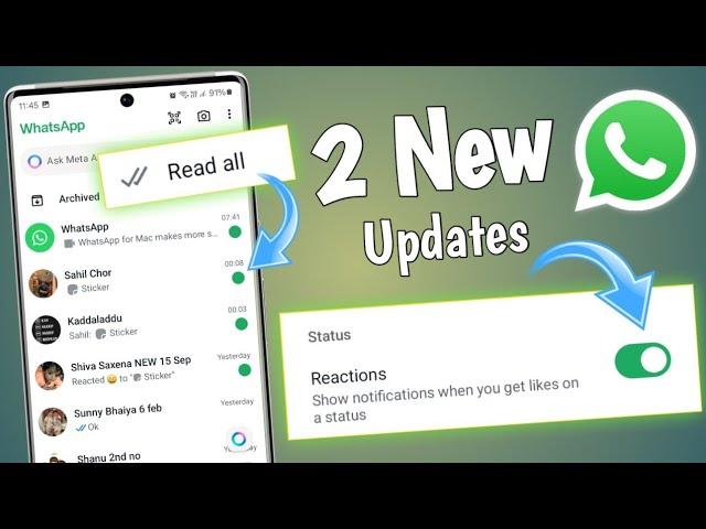 2 Whatsapp New Update | whatsapp status Reaction And Read All New Feature | Whatsapp Updates 