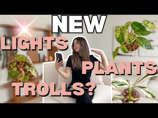 New GROW LIGHTS, New PLANTS, New TROLLS?! Plant Shelf | Repotting | Houseplant Care Routine + Tips