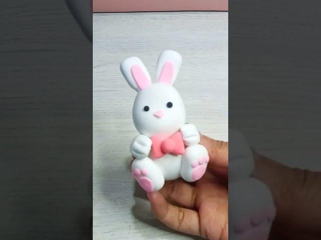 Cute White Bunny Clay Art | Clay videos #shorts