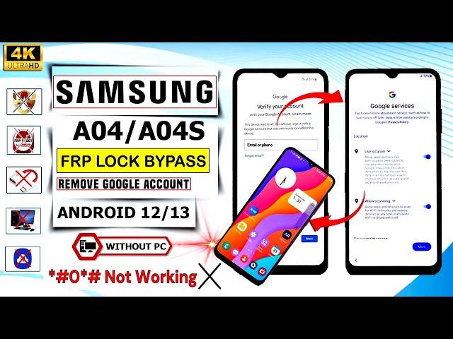 2024 New Method  Samsung A04/A04S FRP Unlock Android 12/13 Without Pc  Gmail/Google Account Unlock