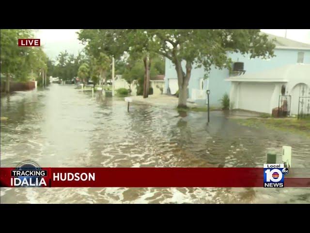 Local 10 News in Hudson, Fla., captures flooded homes, streets