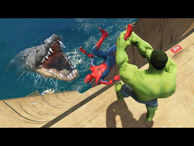 GTA 5 SPIDERMAN vs HULK Epic Ragdolls Ep.6 (Fails & Funny Moments Flooded Los Santos)