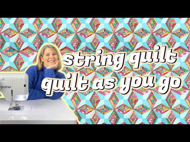 easy and beginner friendly quilt as you go string quilt using Monica's easy cover strip method