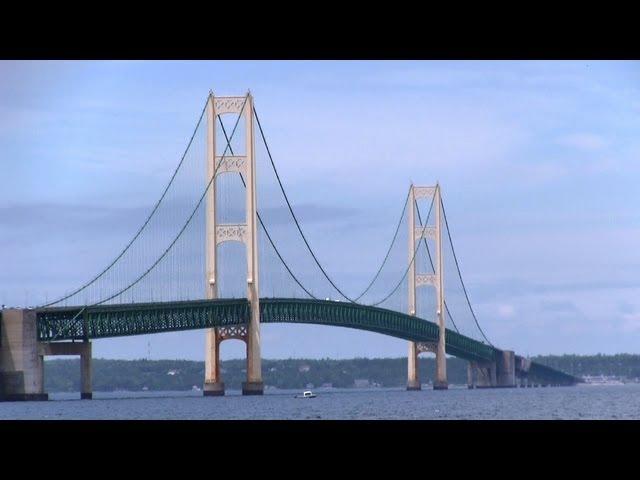 Driving across the Mackinac Bridge -  Michigan