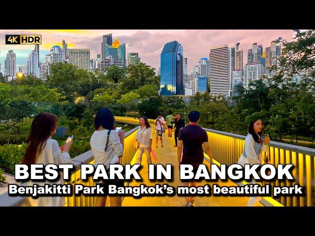  4K HDR | BEST PARK IN DOWNTOWN BANGKOK | Benjakitti Forest Park | Thailand Walk 2023