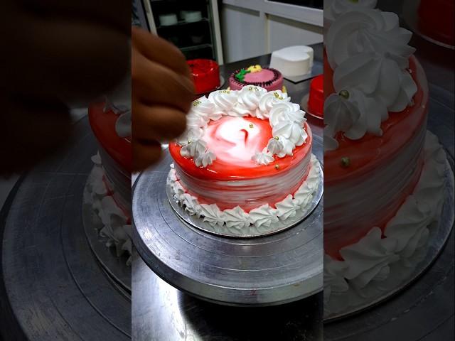 Red and white shade cake decoration /Shorts