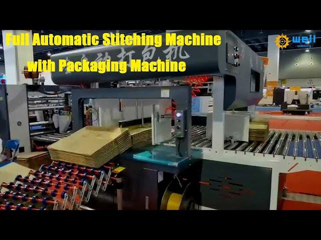 Full automatic downward carton box stitching machine #cartonbox #stitching #factory