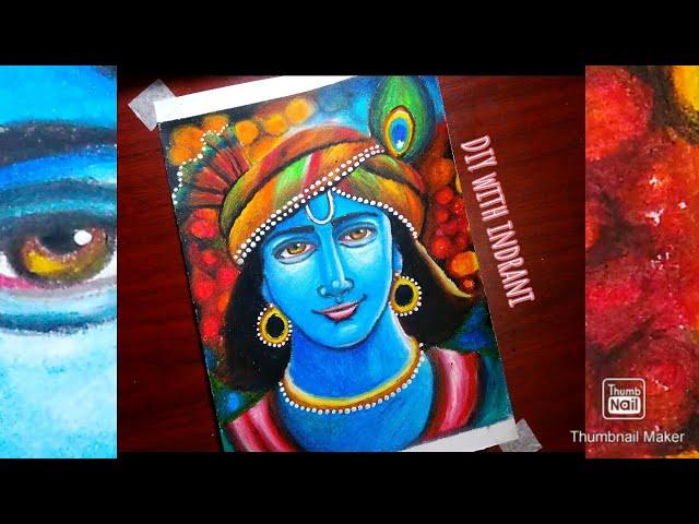 Krishna drawing with oil pastel,how to draw Krishna step by step tutorial for beginners