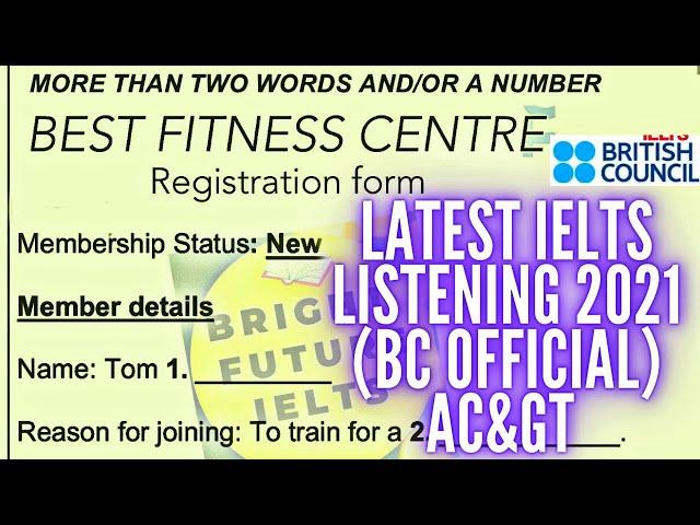 (2021) NEW IELTS LISTENING BEST FITNESS CENTRE ISSUED BY BC || BRIGHT FUTURE IELTS LISTENING ||