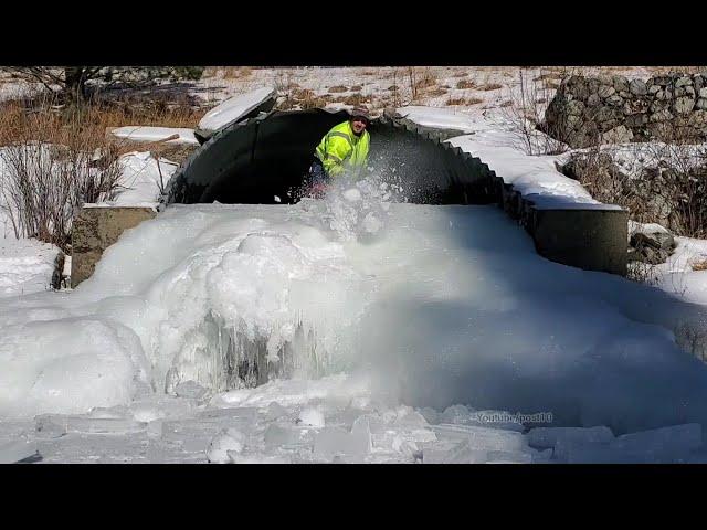 Opening The Biggest Ice Dam I've Ever Seen