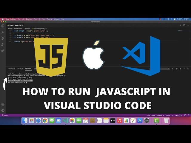 How to Run Javascript in Visual Studio Code on Mac OS Big Sur Apple Macbook M1