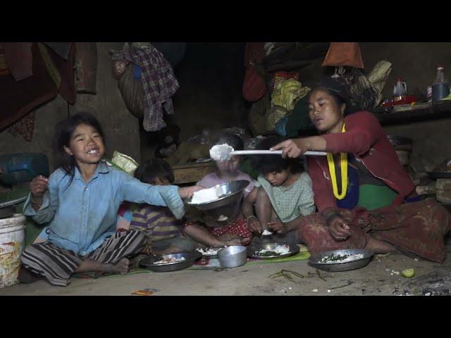 Nepali village || Cooking greens in the village