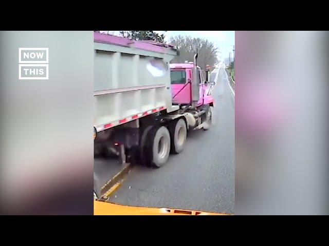 Truck Narrowly Misses School Bus After Brakes Fail