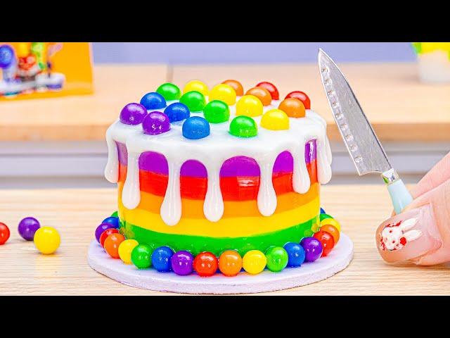 Miniature Melting Rainbow Cake Decorating  Amazing Rainbow Pop It Cake Recipe By Mini Cake