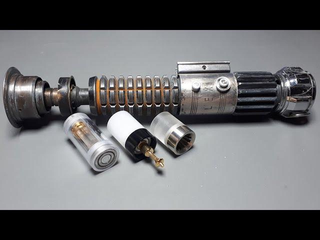 Roman Props Obi Wan Kenobi lightsaber & 1 inch blade plug metal crystal 1"  saber starwars star wars