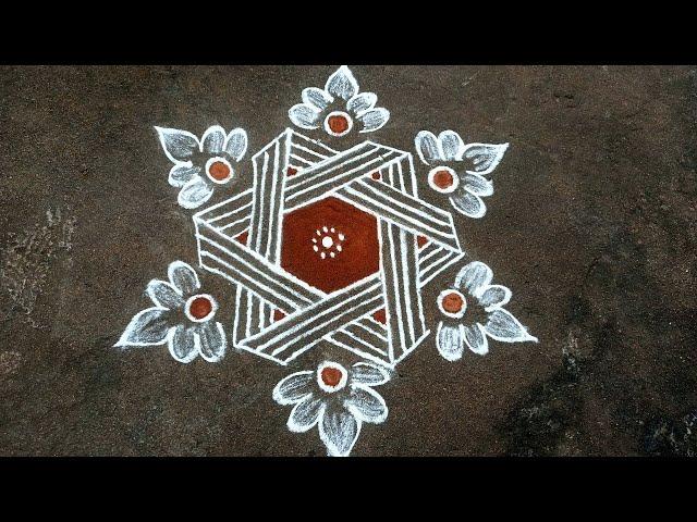 Easy star padi kolam || simple padi kolam design || aadi maatha kaavi kolam || Beautiful rangoli