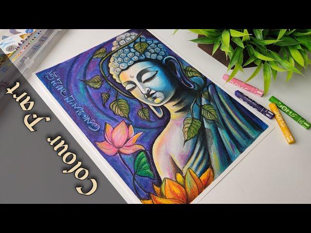 Gautam Buddha Drawing Step by Step | Buddha Drawing Oil Pastel #gautambuddha #buddha #drawing