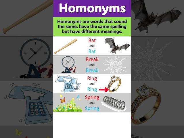 Homonyms in English: Same Words, Different Meanings