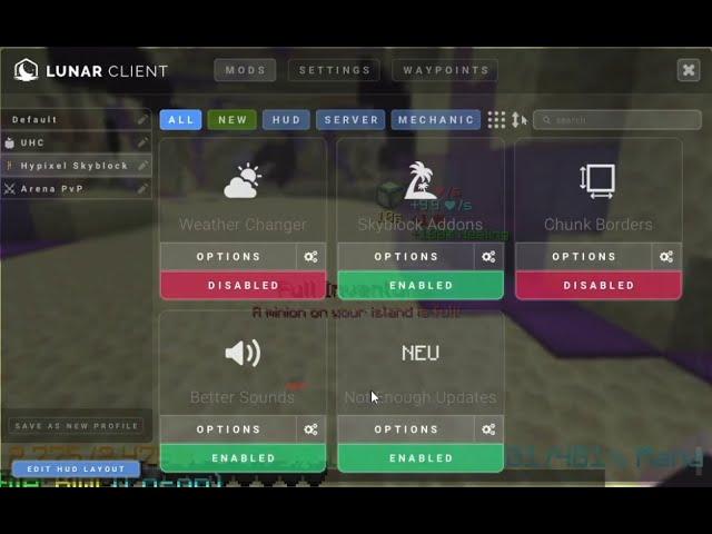How to use NEU (Not enough updates) Skyblock mod on Lunar client in 2022!