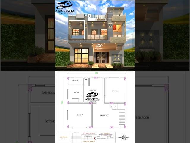 1000 Sqft 3 bedroom G+1 house design with 3D elevation | #housedesign #floorplan #architecture