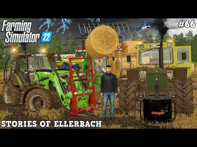 COLLECTING BALES IN DEEP MUD WITH @TheCamPeRYT!  | Ellerbach | FS22 | Timelapse #66