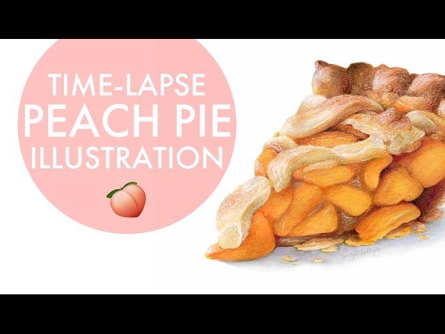 Food Illustration: Drawing a Peach Pie | time-lapse, speed paint