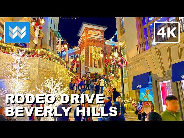 [4K] Rodeo Drive Christmas & Hanukkah Lights 2024 Beverly Hills Los Angeles Night Walking Tour Vlog