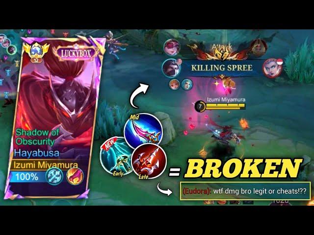 NEW META!! HAYABUSA BRUTAL DAMAGE ONESHOT BUILD + COMBO!! - Build Top 1 Global Hayabusa ~ MLBB