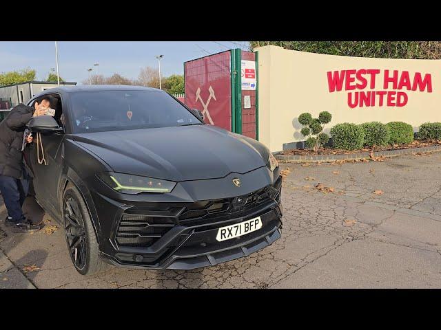 West Ham Footballers Leave Training Grounds in Their Cars. Antonio, Bowen, Wan-Bissaka