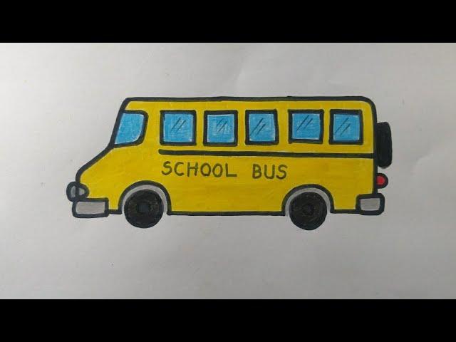 Easy School Bus Drawing | How to draw bus Drawing | step by step school bus Drawing